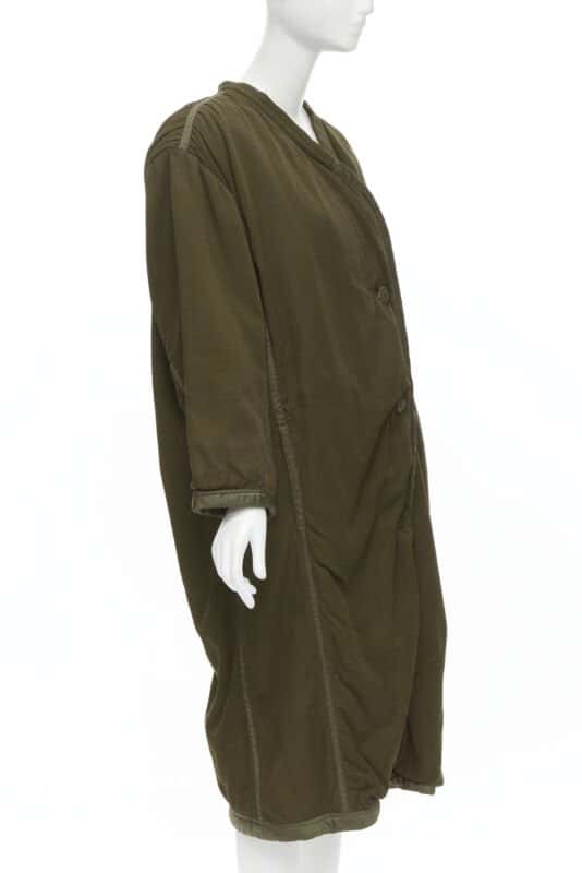 Issey Miyake Green Oversized Shoulder Coat Green Cotton Very good condition - Inside View