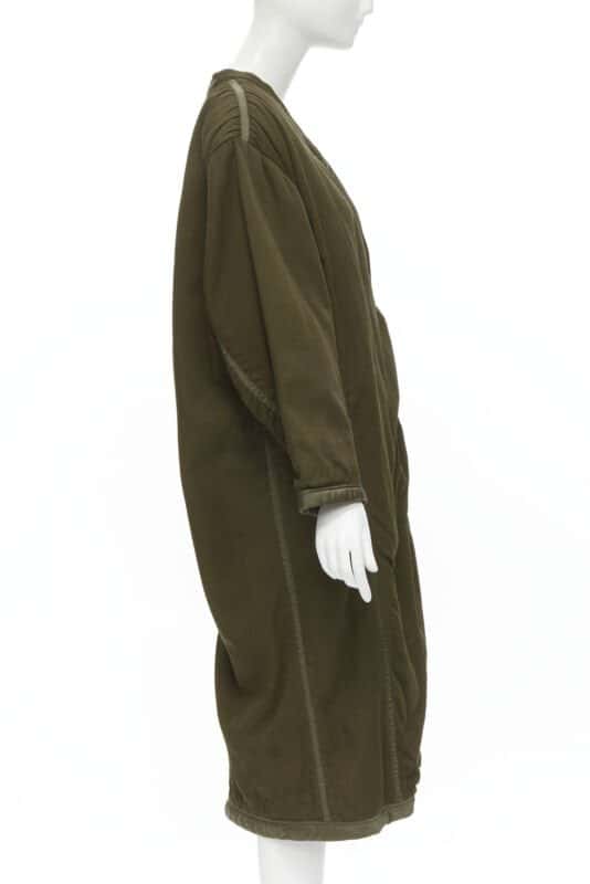 Issey Miyake Green Oversized Shoulder Coat Green Cotton Very good condition - Model View