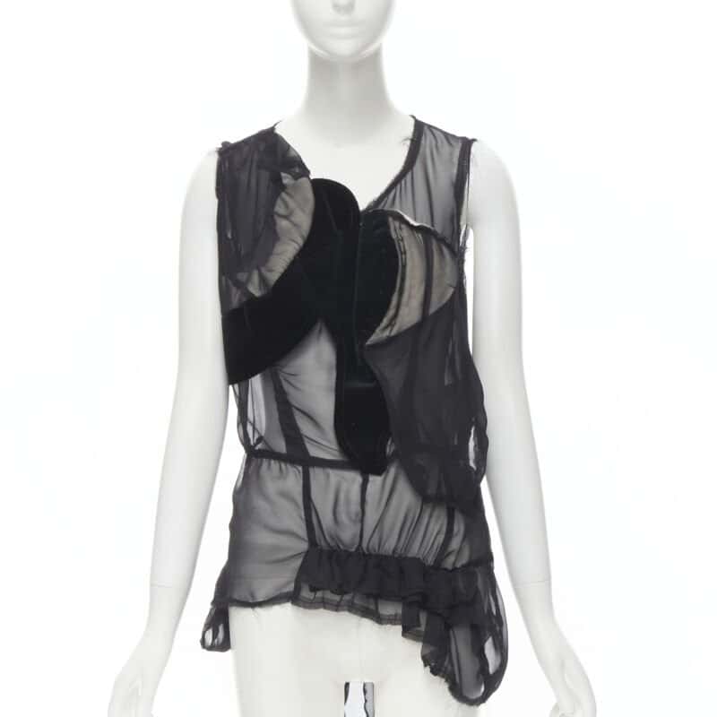 Comme Des Garcons Velvet Patchwork Vest Black Cotton Never worn - Front View