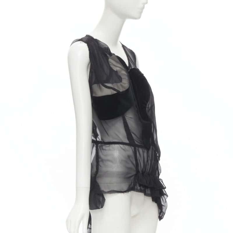 Comme Des Garcons Velvet Patchwork Vest Black Cotton Never worn - Inside View
