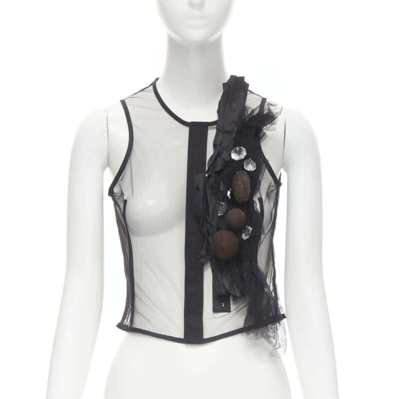 Comme Des Garcons Mesh Jewel Vest Black Viscose Never worn - Front View