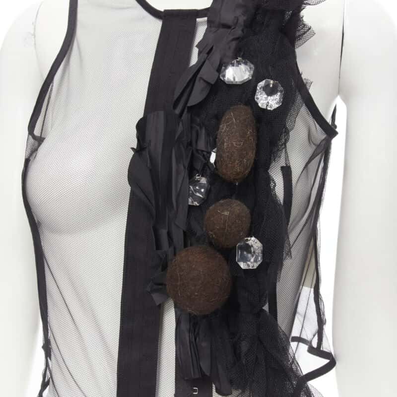 Comme Des Garcons Mesh Jewel Vest Black Viscose Never worn - Back View