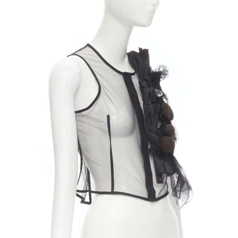 Comme Des Garcons Mesh Jewel Vest Black Viscose Never worn - Inside View