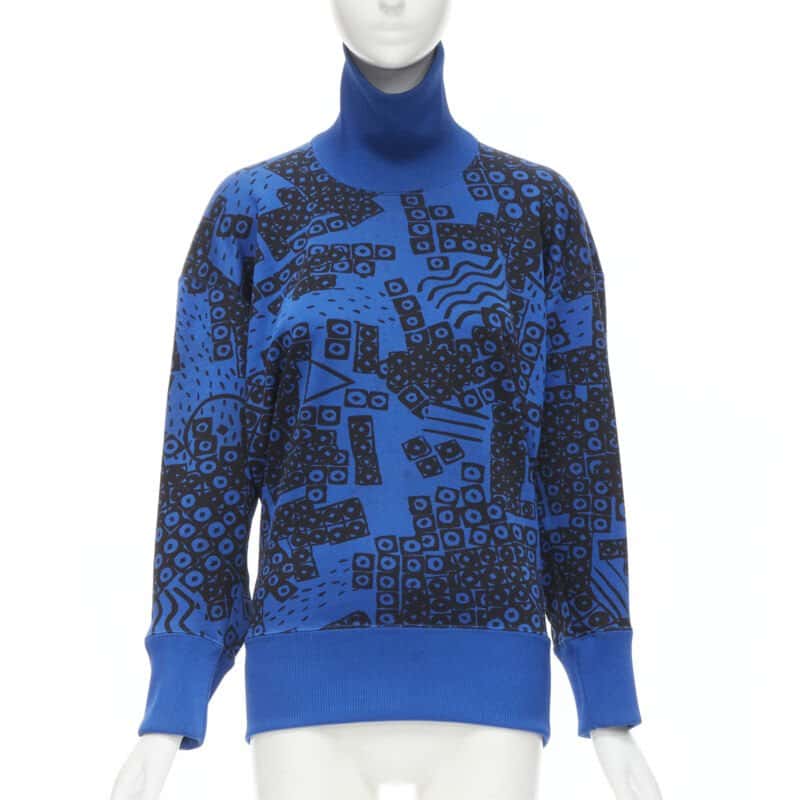 Issey Miyake Illustration Turtleneck Sweater Blue Cotton Good condition - Front View