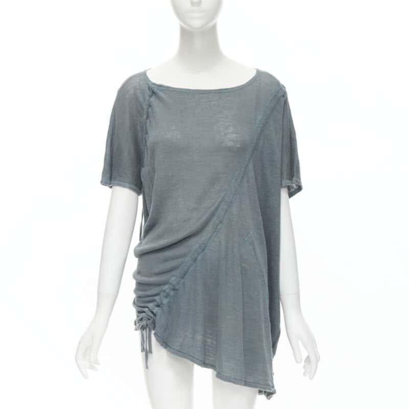 Issey Miyake Diagonal Bias Sweater Blue Linen Fair condition - Front View