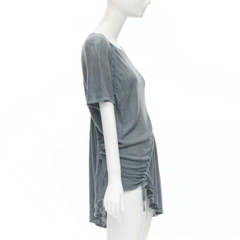 Issey Miyake Diagonal Bias Sweater Blue Linen Fair condition - Model View