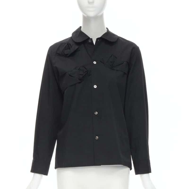 Junya Watanabe Rose Collar Shirt Black Cotton Very good condition - Front View