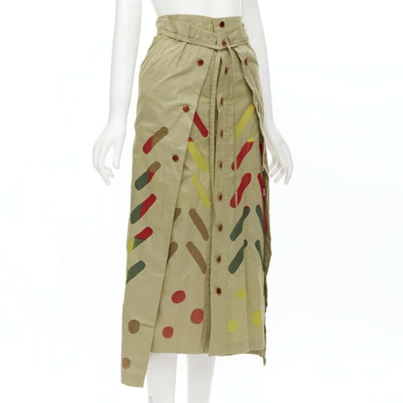 Issey Miyake Colorful Panel Skirt Beige Cotton Never worn - Inside View