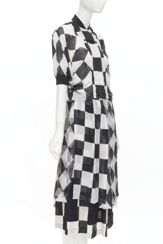 Comme Des Garcons Checkered Bomber Skirt Black Polyester Very good condition - Inside View