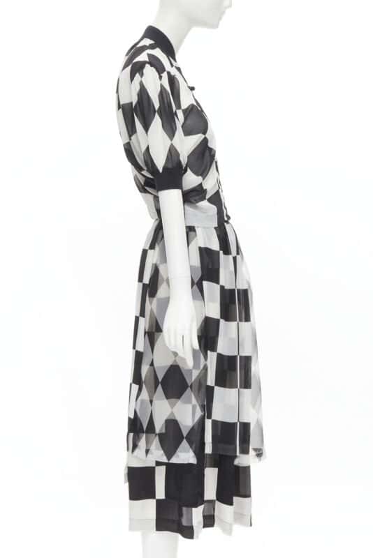 Comme Des Garcons Checkered Bomber Skirt Black Polyester Very good condition - Model View