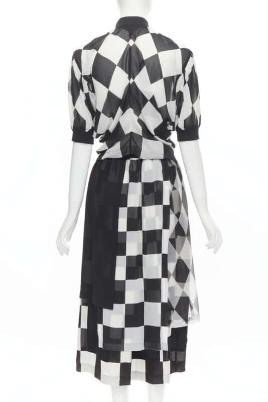 Comme Des Garcons Checkered Bomber Skirt Black Polyester Very good condition - Box View