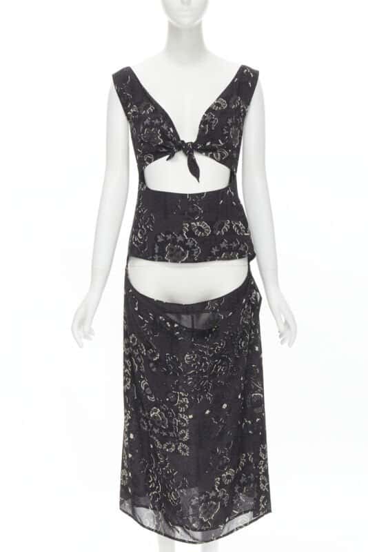 Yohji Yamamoto Paisley Draped Dress Black Polyester Never worn - Front View