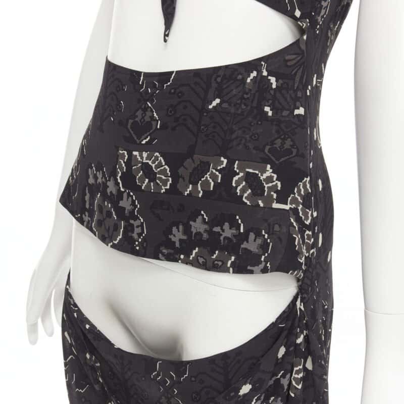 Yohji Yamamoto Paisley Draped Dress Black Polyester Never worn - Back View
