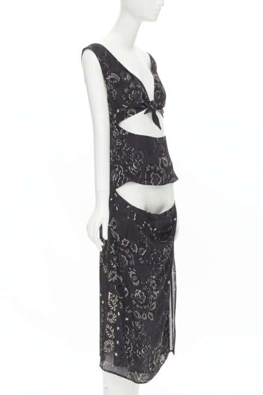 Yohji Yamamoto Paisley Draped Dress Black Polyester Never worn - Inside View