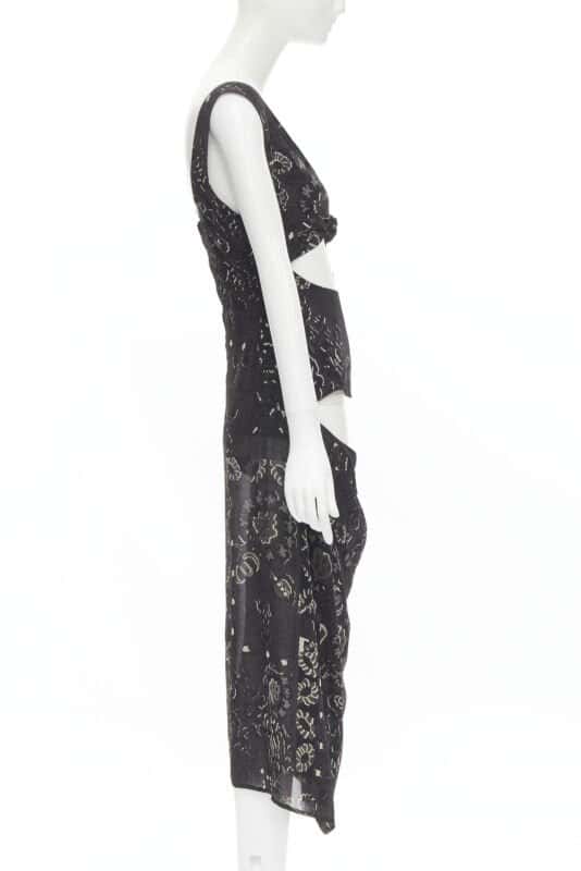 Yohji Yamamoto Paisley Draped Dress Black Polyester Never worn - Model View