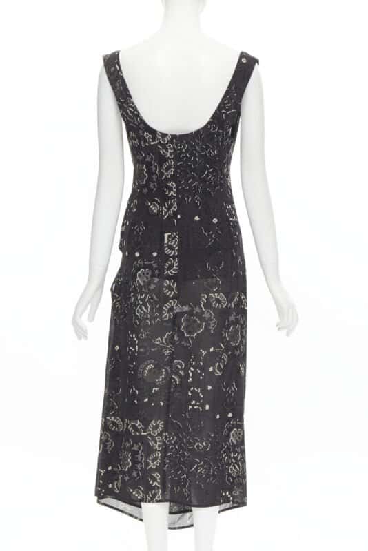 Yohji Yamamoto Paisley Draped Dress Black Polyester Never worn - Box View