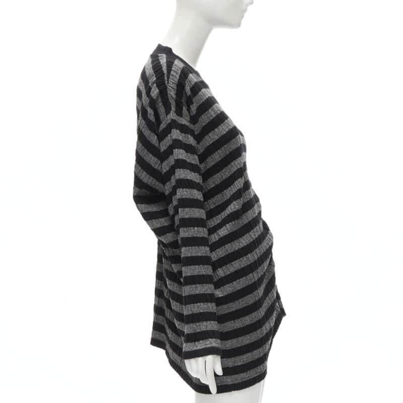 Issey Miyake Stripe Draped Sweater Grey Polyester Never worn - Model View
