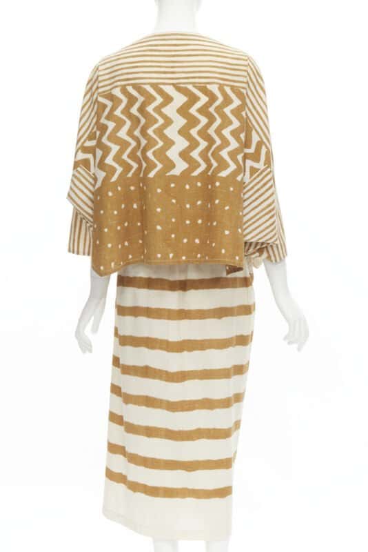Issey Miyake Tribal Top Skirt Beige Cotton Good condition - Model View