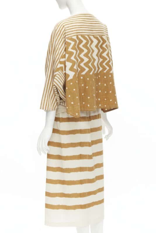 Issey Miyake Tribal Top Skirt Beige Cotton Good condition - Box View