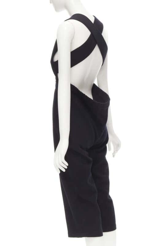 Comme Des Garcons Wool Cropped Jumpsuit Black Polyester Good condition - Front View