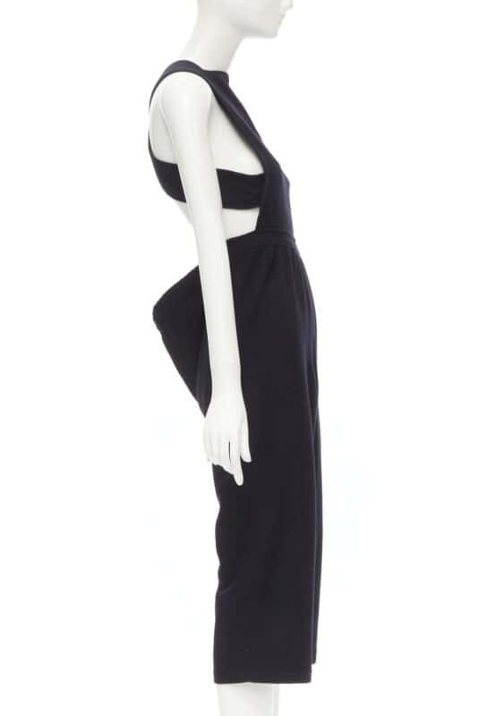 Comme Des Garcons Wool Cropped Jumpsuit Black Polyester Good condition - Box View