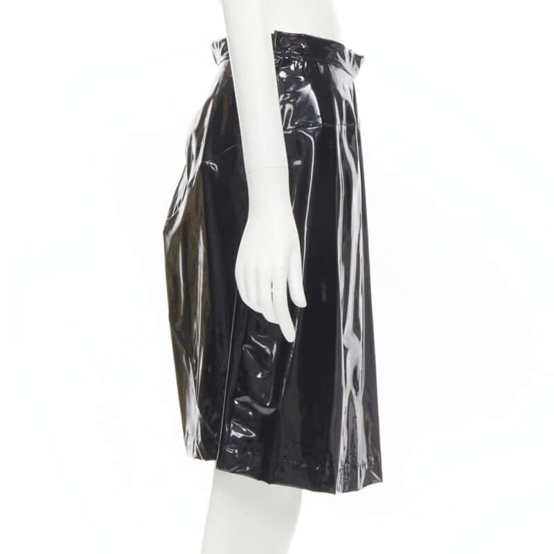 Comme Des Garcons Vinyl A-line Skirt Black Polyester Very good condition - Model View