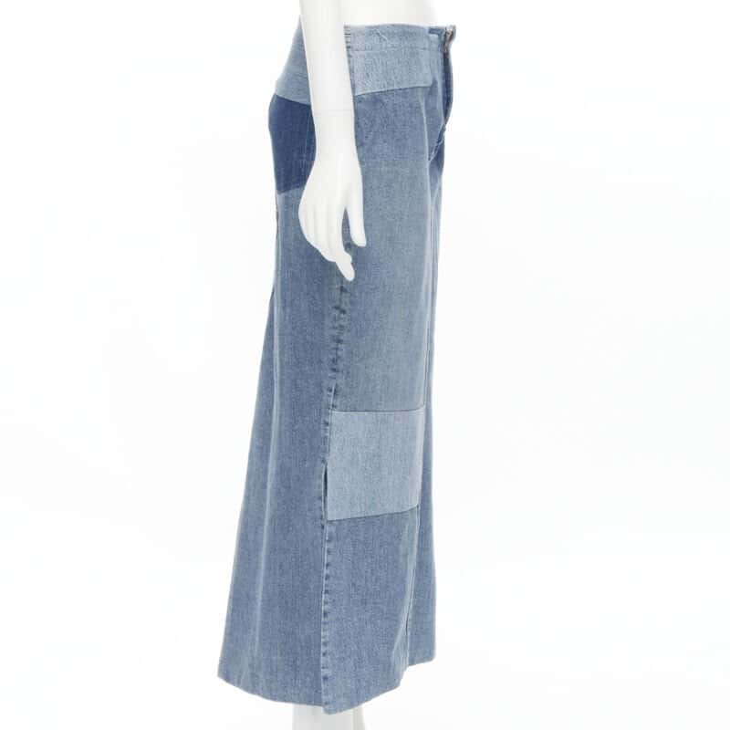 Maison Martin Margiela Patchwork Denim Skirt Blue Polyester Never worn - Model View