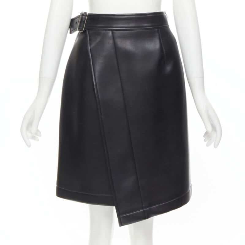 Comme Des Garcons Leather Wrap Skirt Black Polyester Good condition - Front View