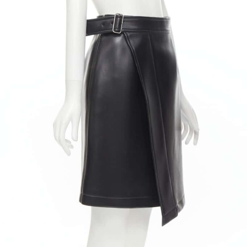 Comme Des Garcons Leather Wrap Skirt Black Polyester Good condition - Inside View