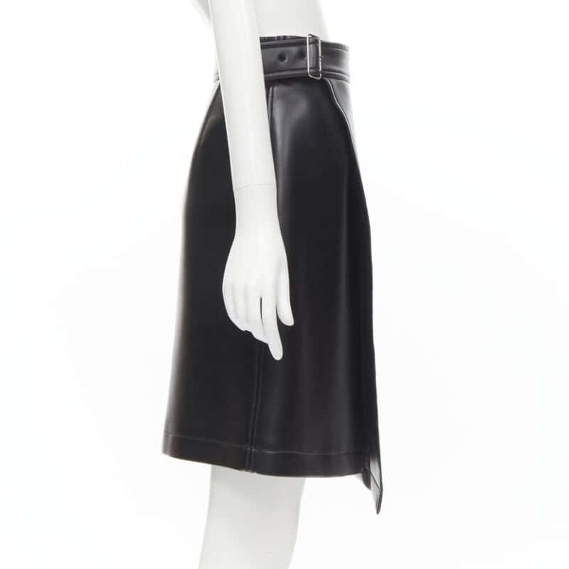 Comme Des Garcons Leather Wrap Skirt Black Polyester Good condition - Model View