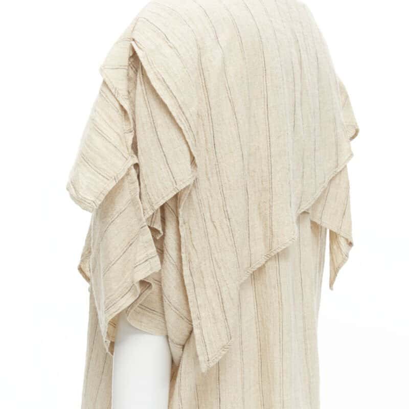 Issey Miyake Striped Linen Top Beige Linen Never worn - Back View