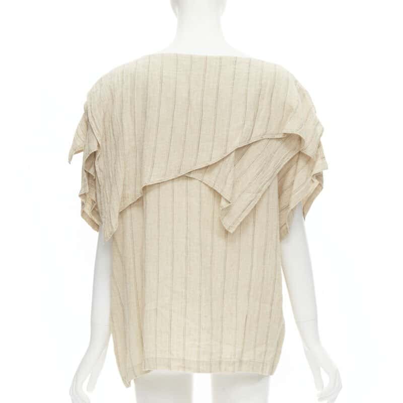 Issey Miyake Striped Linen Top Beige Linen Never worn - Box View