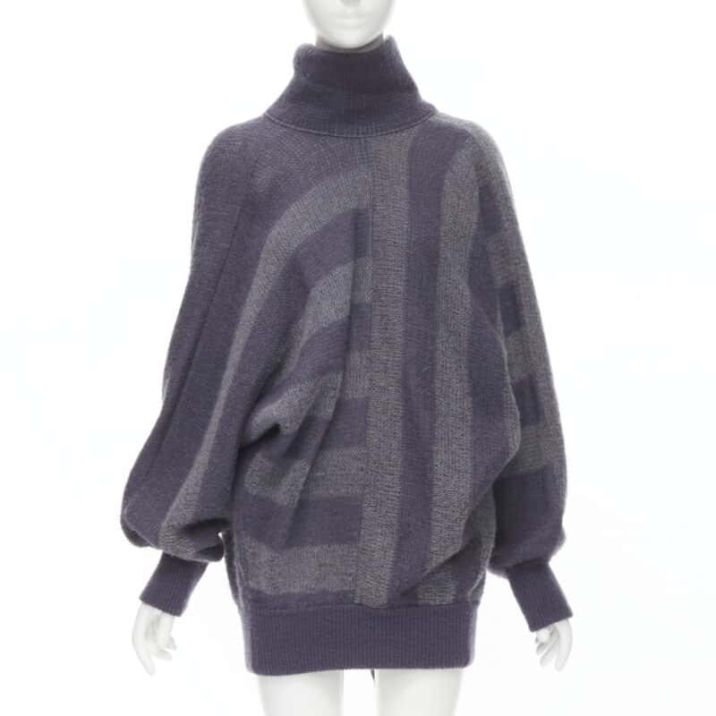 Issey Miyake Striped Sweater Dress Purple Wool Never worn - Inside View