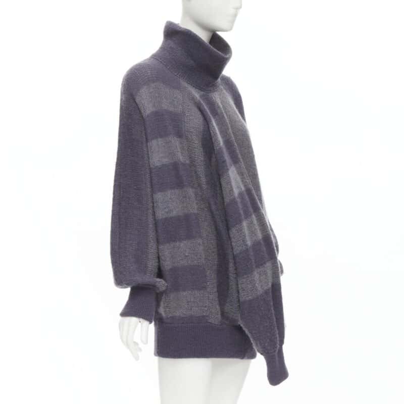 Issey Miyake Striped Sweater Dress Purple Wool Never worn - Box View