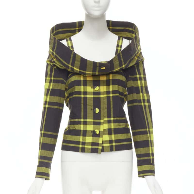 Issey Miyake Plaid Cotton Shirt Yellow Cotton Never worn - Front View