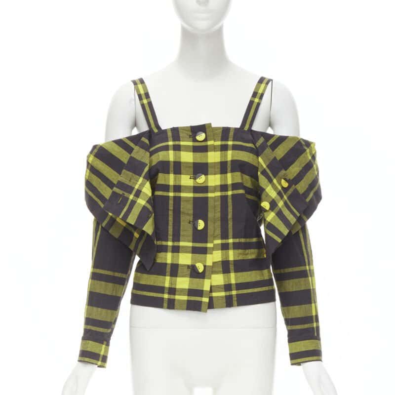 Issey Miyake Plaid Cotton Shirt Yellow Cotton Never worn - Back View