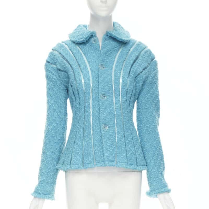Junya Watanabe Teal Tweed Space Jacket Blue Tweed Never worn - Front View