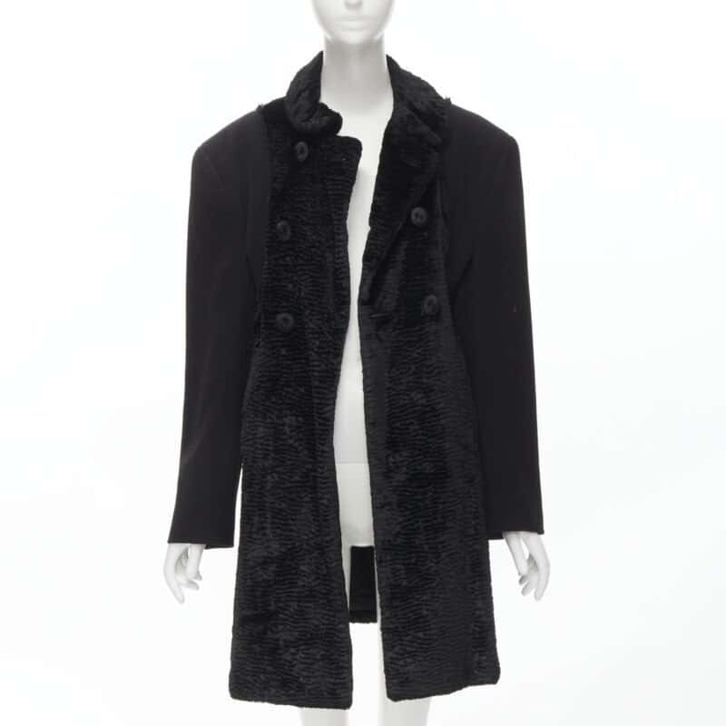 Comme Des Garcons Oversized Faux Fur Coat Black Polyester Never worn - Inside View
