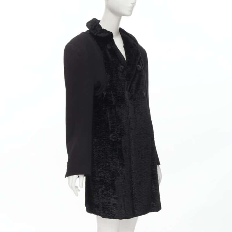 Comme Des Garcons Oversized Faux Fur Coat Black Polyester Never worn - Model View