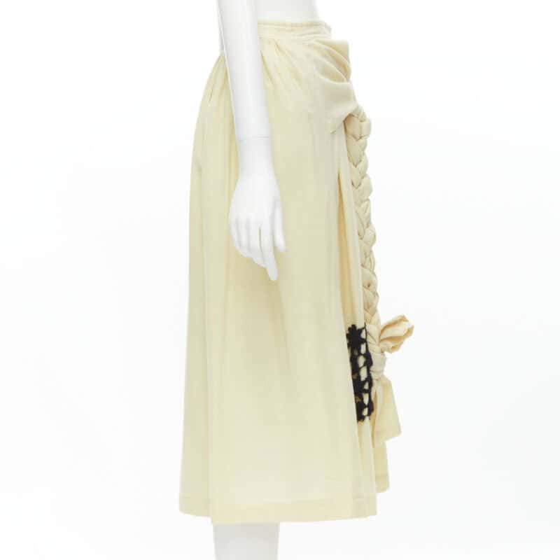 Comme Des Garcons Lattice Embroidery Skirt Beige Wool Never worn - Model View