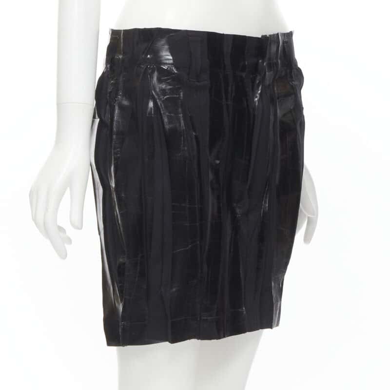 Issey Miyake Lacquered Mini Skirt Black Cotton Very good condition - Inside View