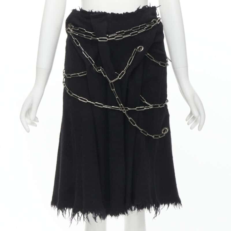 Junya Watanabe Punk Chain Skirt Black Wool Very good condition - Front View