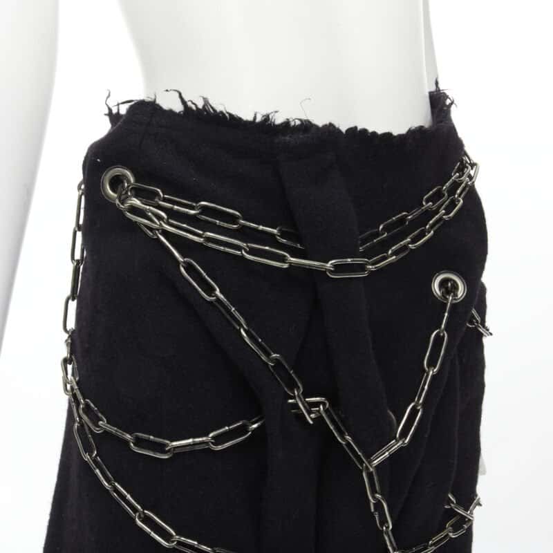 Junya Watanabe Punk Chain Skirt Black Wool Very good condition - Back View