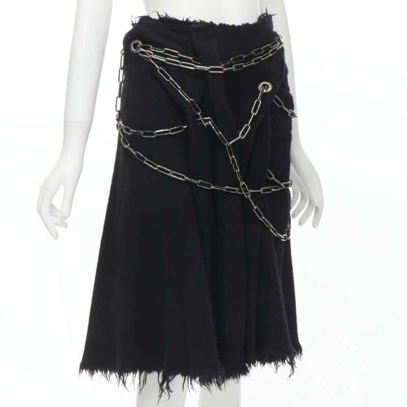Junya Watanabe Punk Chain Skirt Black Wool Very good condition - Inside View