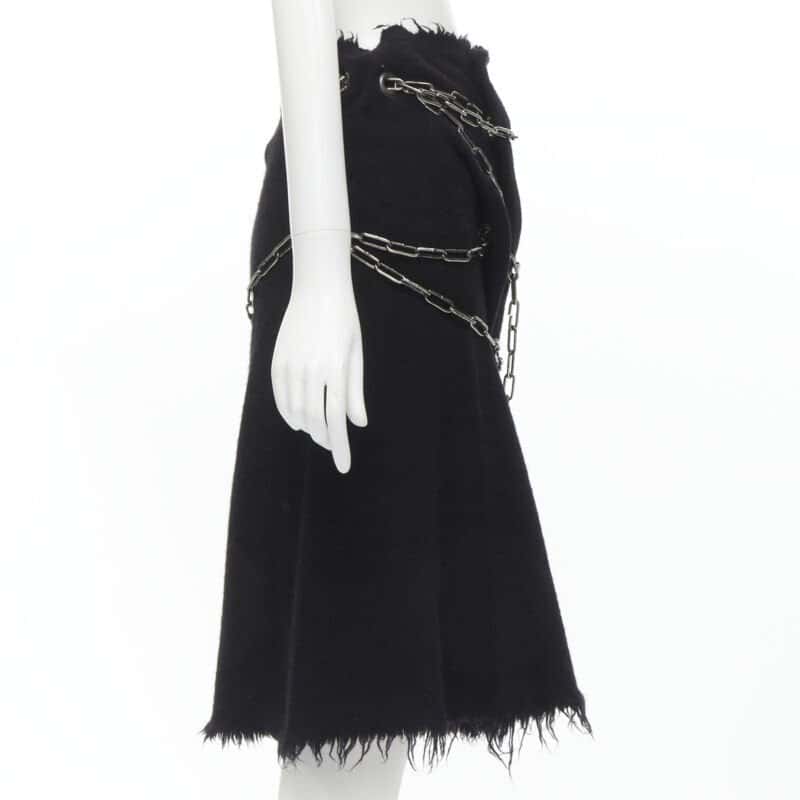 Junya Watanabe Punk Chain Skirt Black Wool Very good condition - Model View
