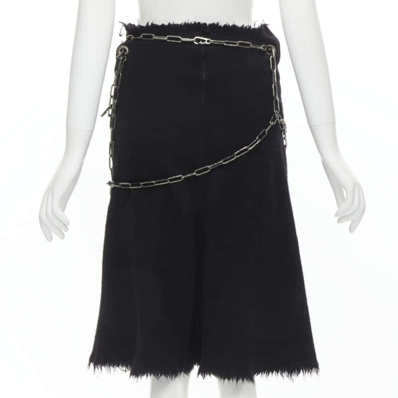 Junya Watanabe Punk Chain Skirt Black Wool Very good condition - Box View