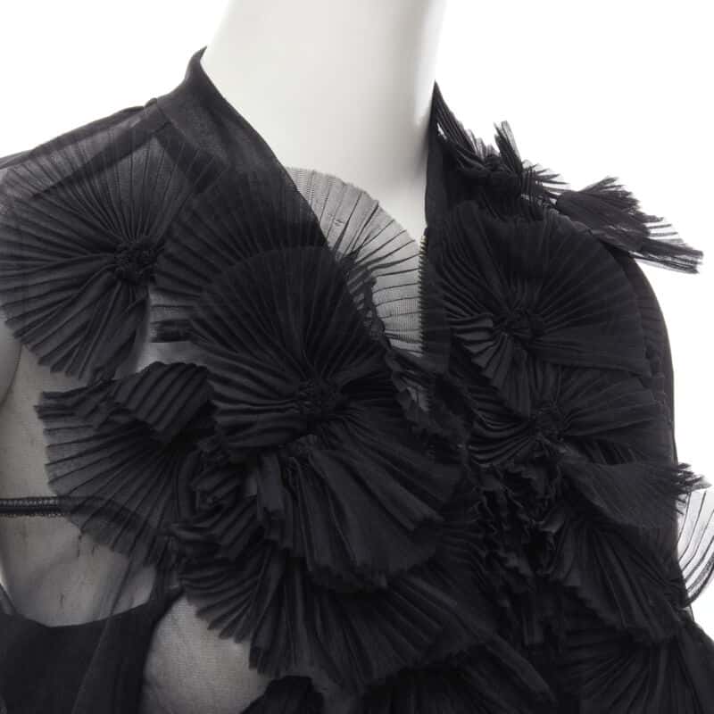Comme Des Garcons Sheer Ruffle Bomber Jacket Black Polyester Good condition - Back View