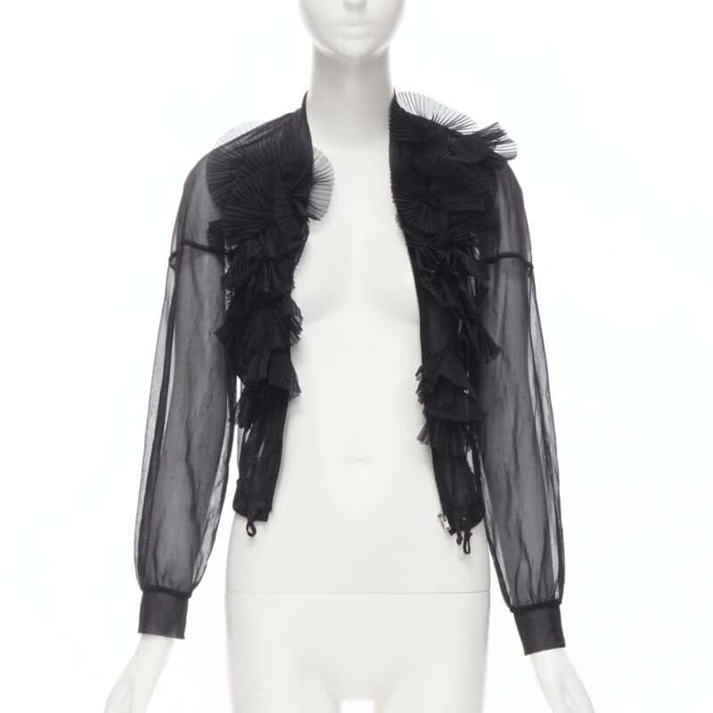 Comme Des Garcons Sheer Ruffle Bomber Jacket Black Polyester Good condition - Inside View