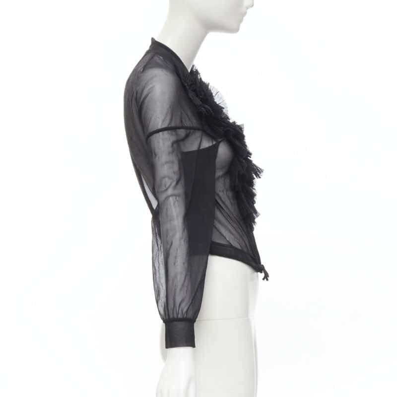 Comme Des Garcons Sheer Ruffle Bomber Jacket Black Polyester Good condition - Box View