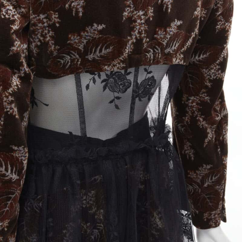 Comme Des Garcons Floral Corset Skirt Brown Velvet Never worn - Back View